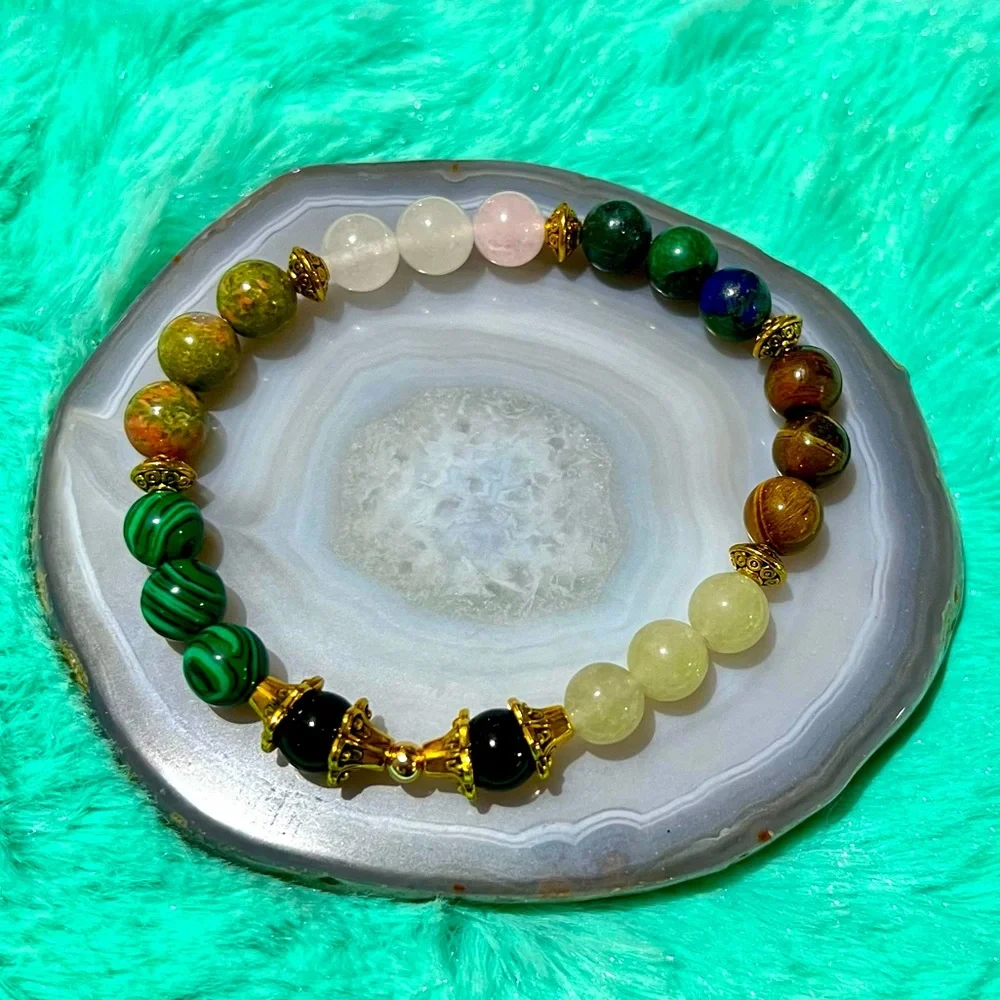 NATURAL CRYSTALS BEADS STRETCHABLE BRACELET - Picture 1 of 3